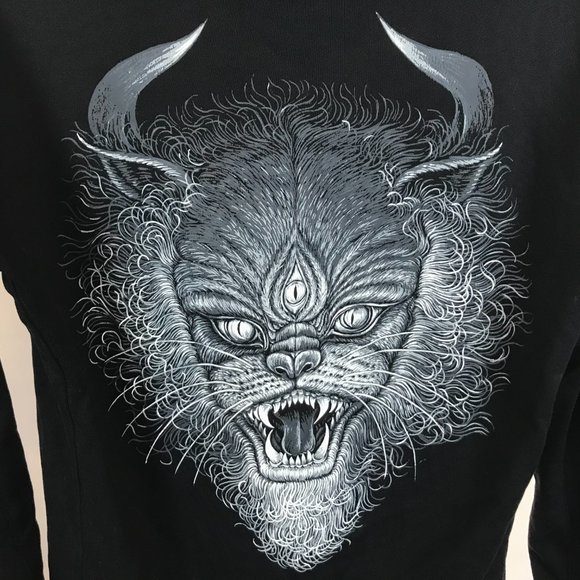 Mens Size XS Y-3 Adidas x Yohji Yamamoto Street Cat Art Graphic Print Hoodie - Picture 6 of 8